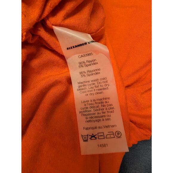 T by Alexander Wang Ruches Crepe Jersey Dress Red/Orange - Size L - Picture 8 of 8